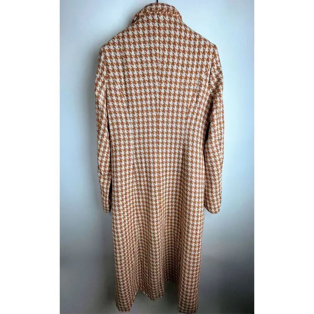 Orange Houndstooth Coat Jacket - Picture 3 of 7